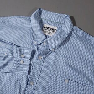 Mountain Khakis Passport EC Shirt Mens XL Blue Gingham Long Sleeve Button Down